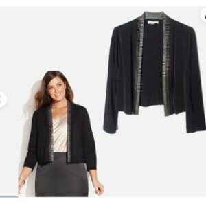 Calvin Klein Black rhinestone Open Front Cardigan shrug knit size 1x plus